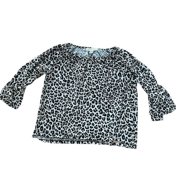 MICHAEL Michael Kors Tops - MICHAEL KORS Black And White Animal Print Blouse With Bell Sleeves Top